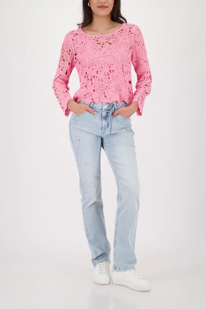 Monari Pink Jumper with Cornelly Crochet Pattern 410237