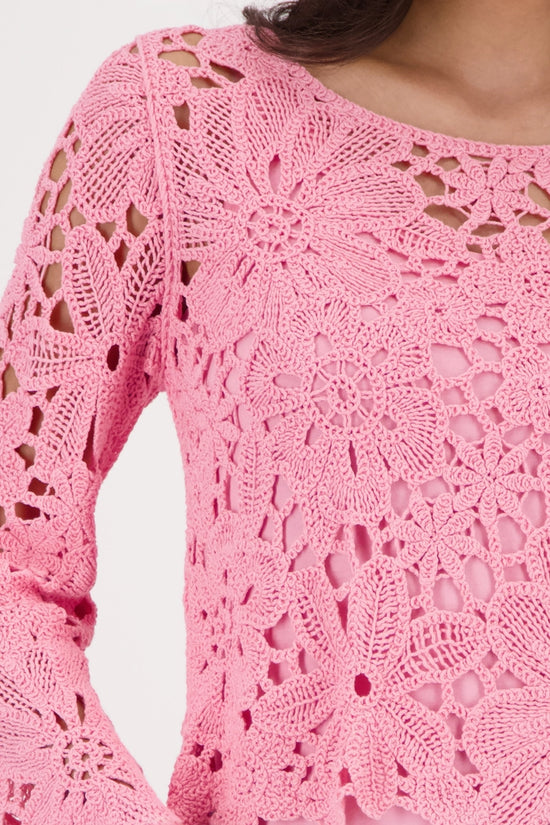Monari Pink Jumper with Cornelly Crochet Pattern 410237