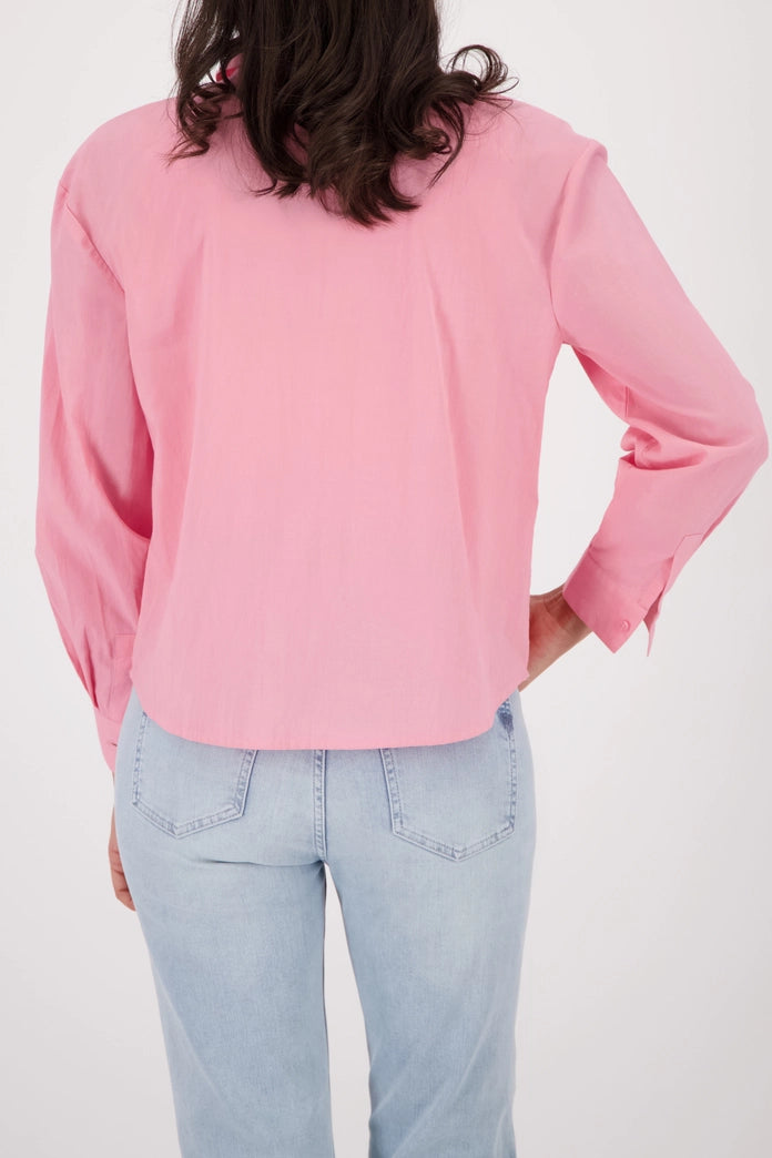 Monari Pink Long Sleeve Blouse with Appliquéd Flowers 410260