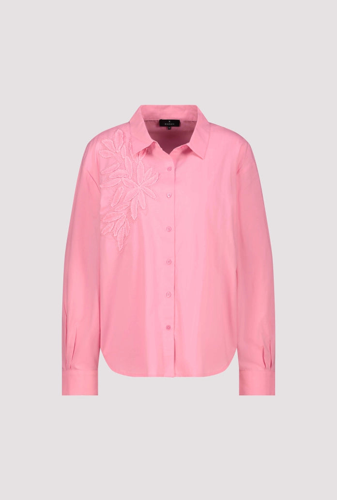 Monari Pink Long Sleeve Blouse with Appliquéd Flowers 410260