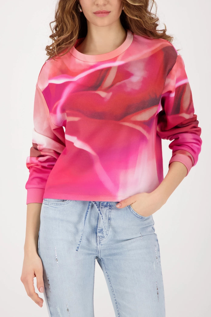 Monari Pink All-Over Print Crew Neck Long Sleeve Sweatshirt 410432