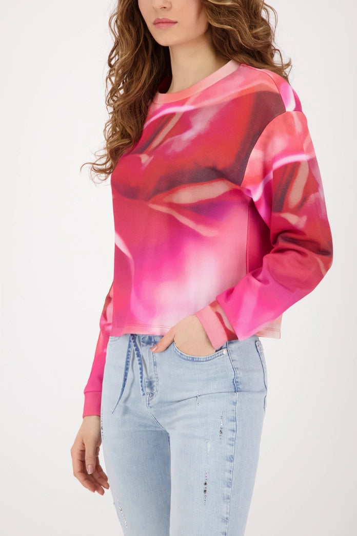 Monari Pink All-Over Print Crew Neck Long Sleeve Sweatshirt 410432