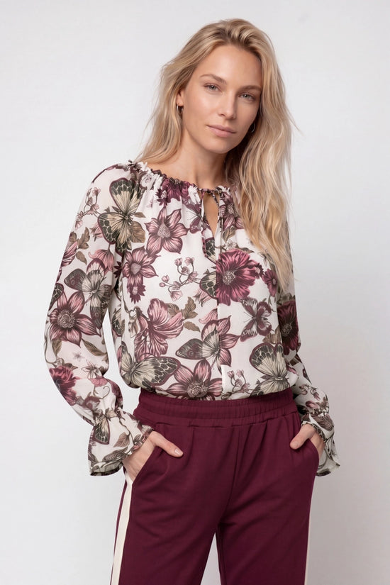 Monari Floral/Butterfly Print Long Sleeve Blouse 809749