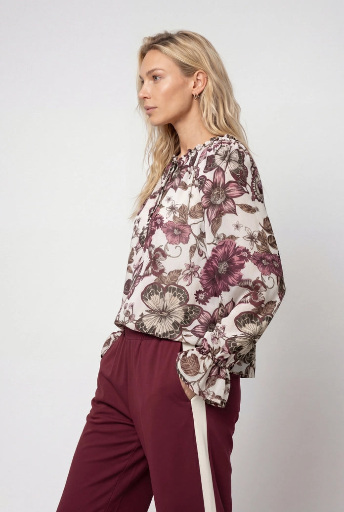 Monari Floral/Butterfly Print Long Sleeve Blouse 809749
