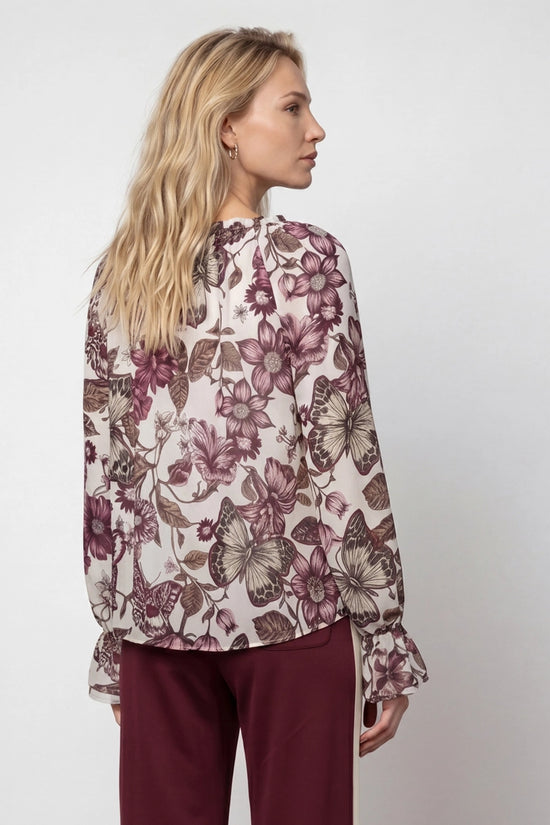 Monari Floral/Butterfly Print Long Sleeve Blouse 809749