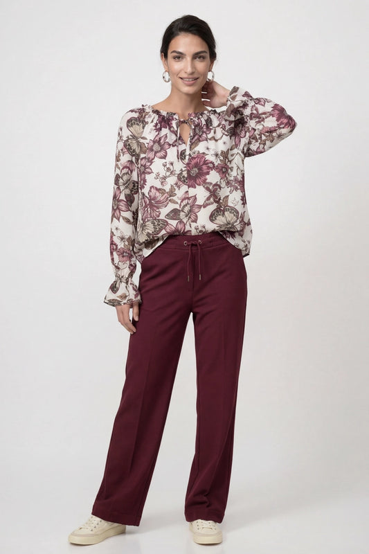 Monari Bordeaux Wide Leg Jogger Trouser