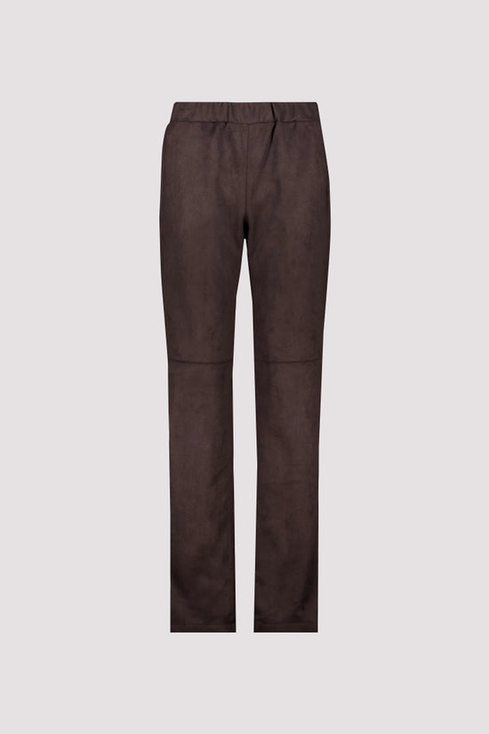 Monari Coffee Straight Leg Velour Trousers