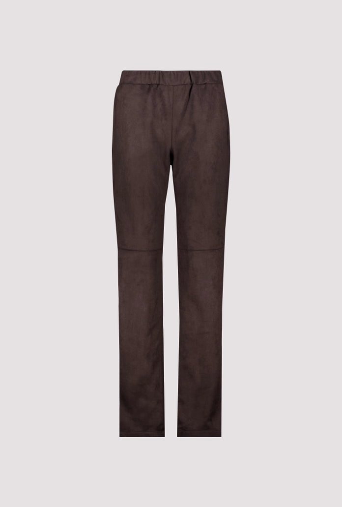 Monari Coffee Straight Leg Velour Trousers