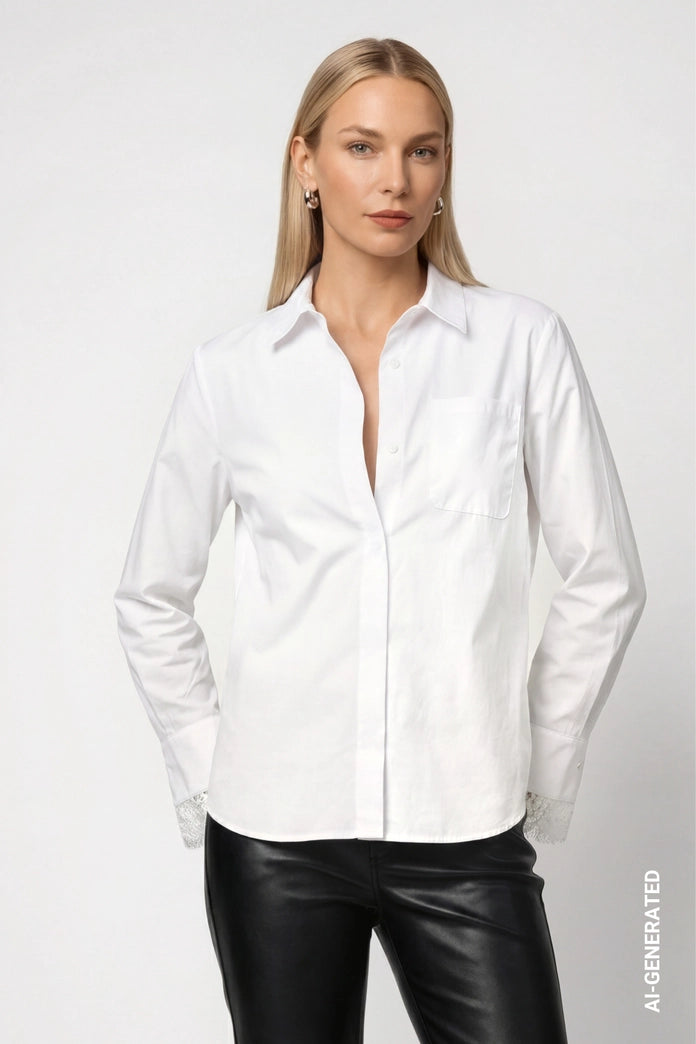 Monari White Shirt with Lace Details