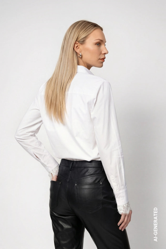 Monari White Shirt with Lace Details