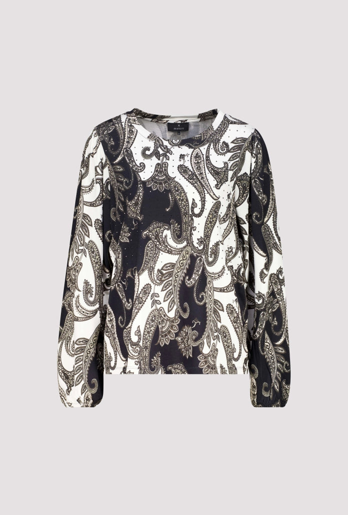 Monari Black Sweatshirt with Paisley Pattern