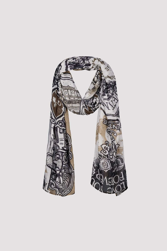Monari Black Scarf with Emblem Pattern
