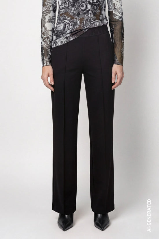 Monari Black Trousers with Elastic Lettering Waistband