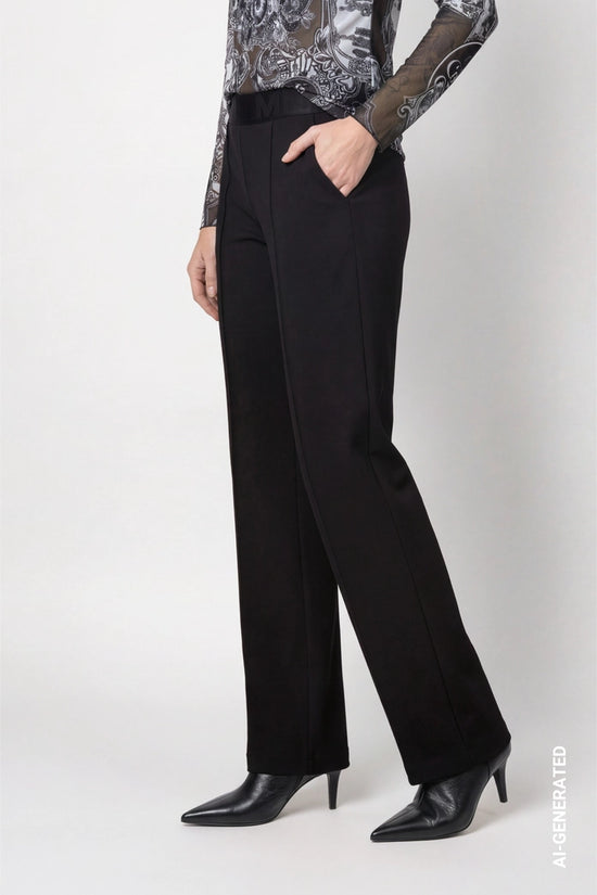 Monari Black Trousers with Elastic Lettering Waistband