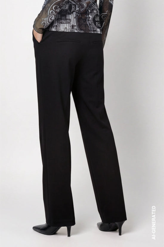 Monari Black Trousers with Elastic Lettering Waistband