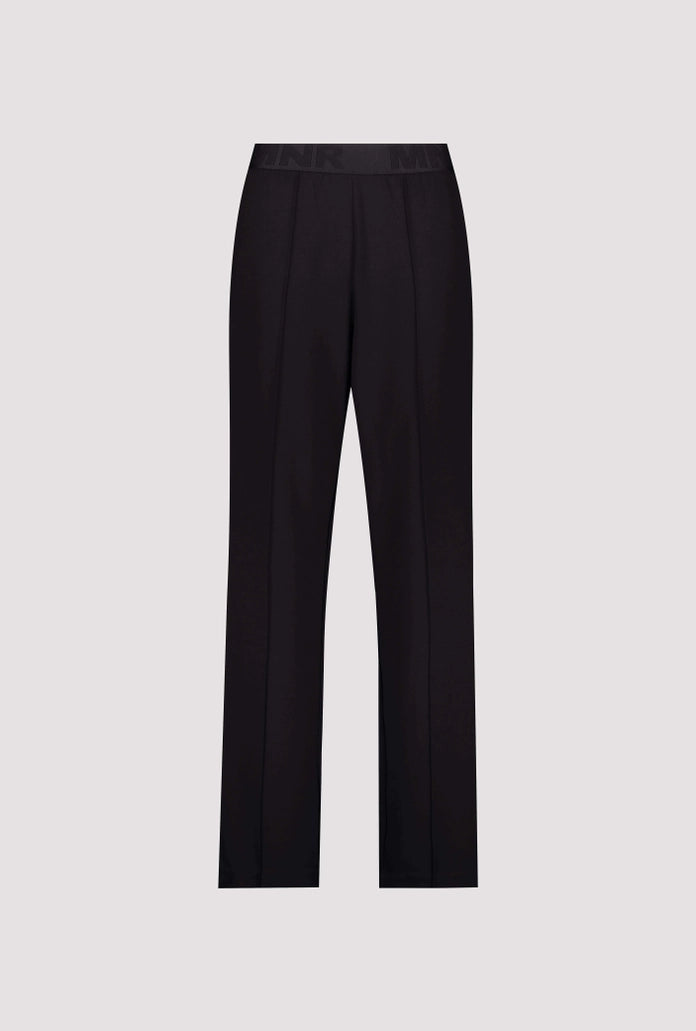 Monari Black Trousers with Elastic Lettering Waistband