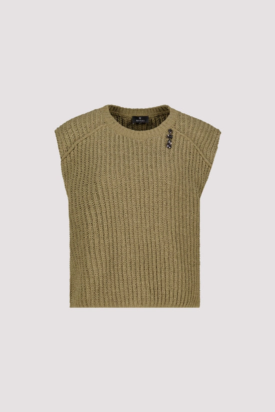 Monari Forest Sleeveless Sweater with a Brooch
