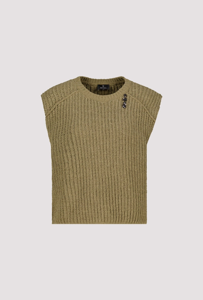 Monari Forest Sleeveless Sweater with a Brooch