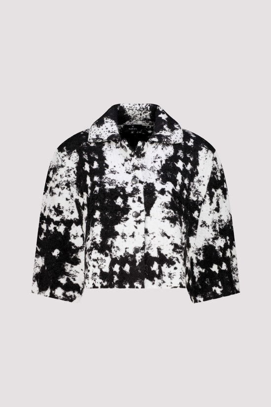 Monari Black and White Knitted Jacket with Jacquard Pattern