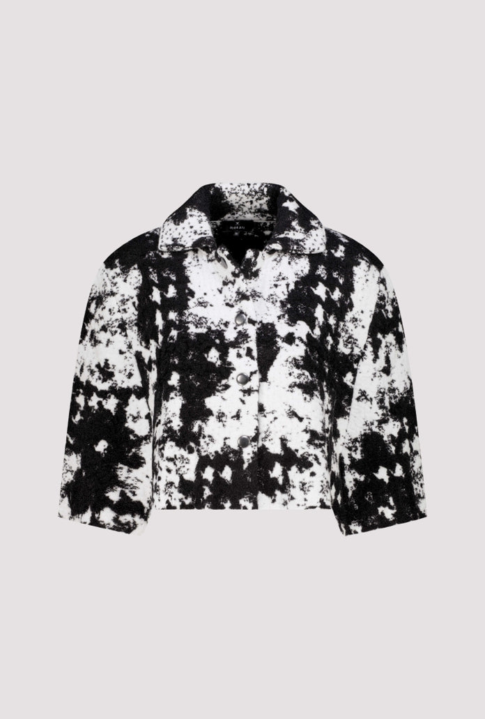 Monari Black and White Knitted Jacket with Jacquard Pattern