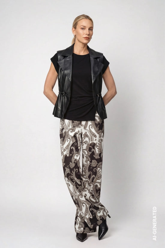 Monari Black Faux Leather Gilet