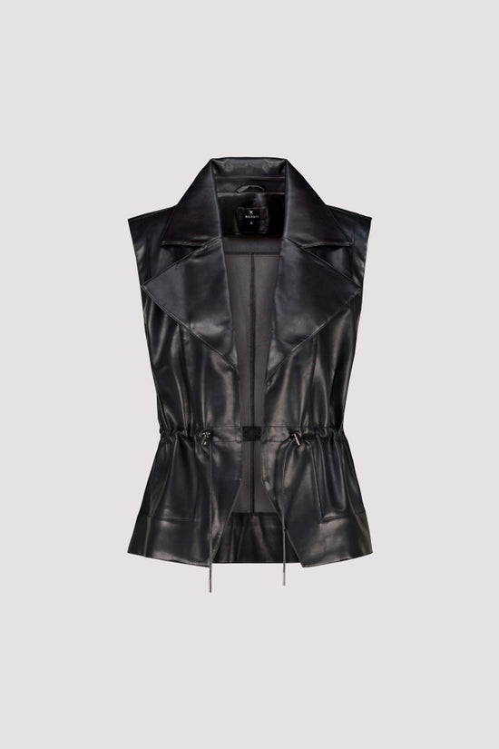 Monari Black Faux Leather Gilet