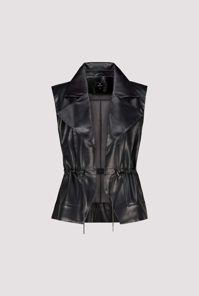 Monari Black Faux Leather Gilet