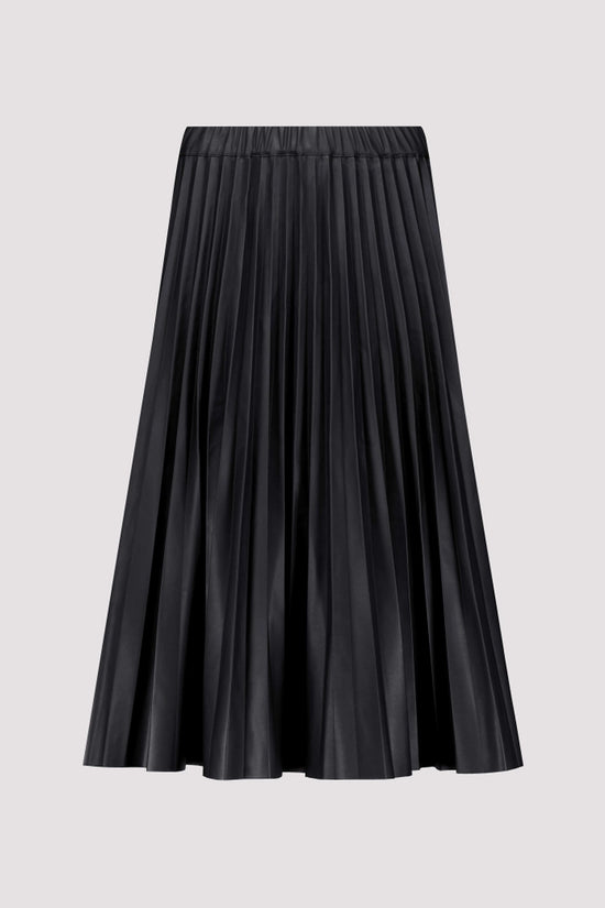 Monari Black Pleated Faux Leather Skirt 