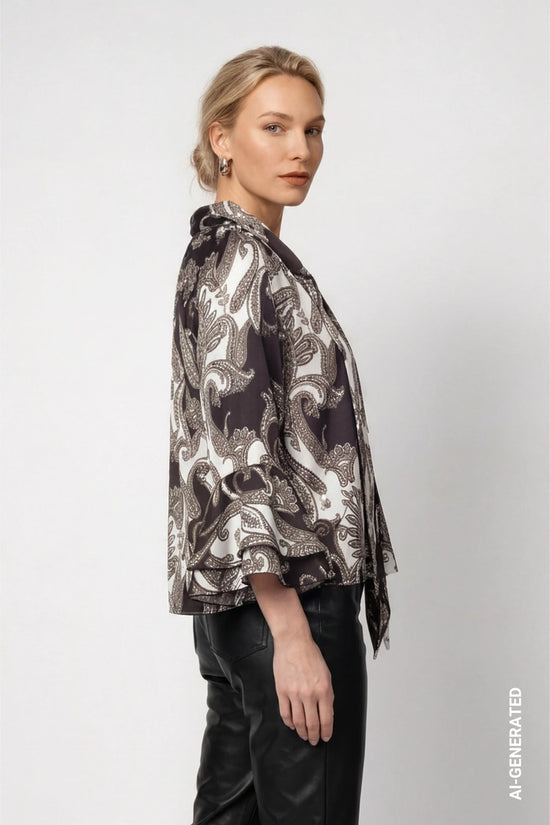 Monari Black Blouse with Paisley Pattern