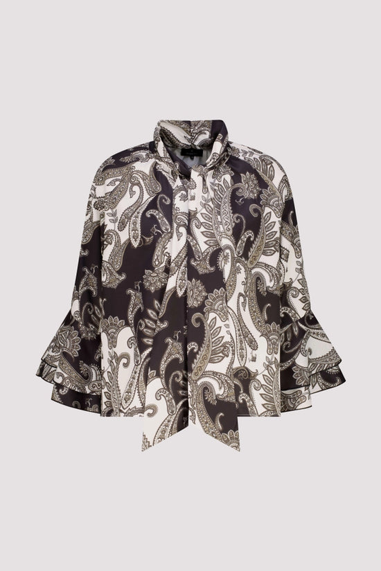 Monari Black Blouse with Paisley Pattern