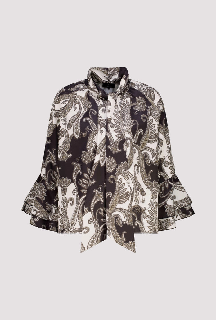 Monari Black Blouse with Paisley Pattern