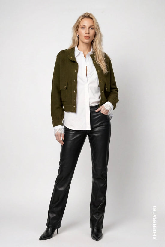Monari Olive Cardigan with Decorative Buttons