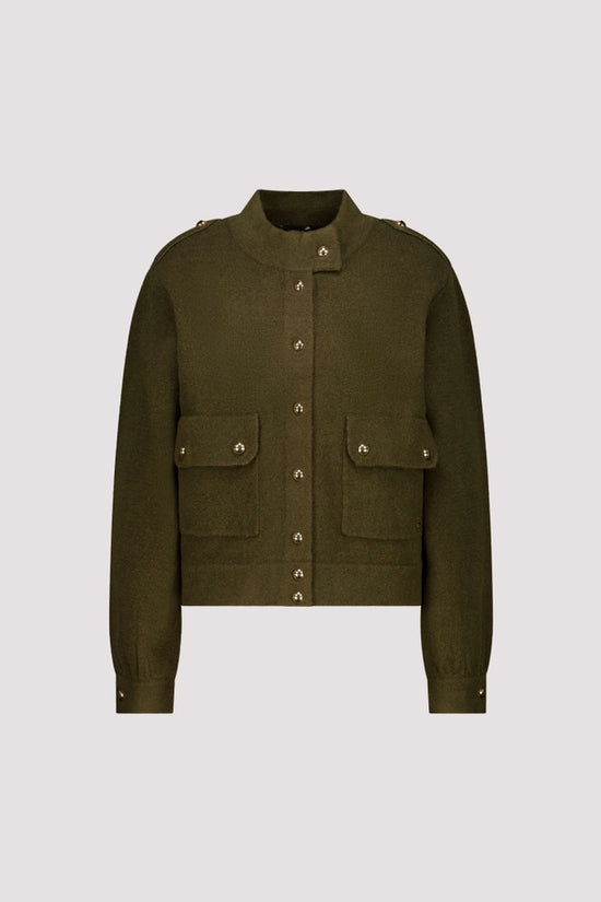 Monari Olive Cardigan with Decorative Buttons