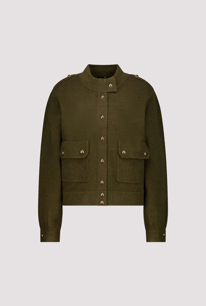 Monari Olive Cardigan with Decorative Buttons