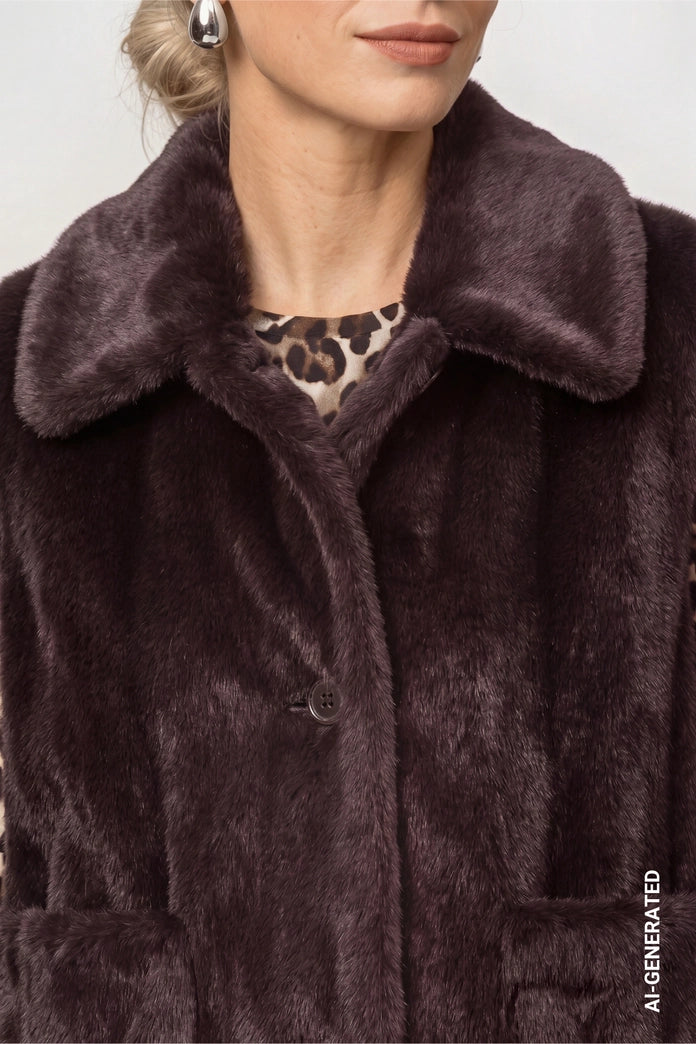Monari Coffee Reversible Faux Fur Jacket