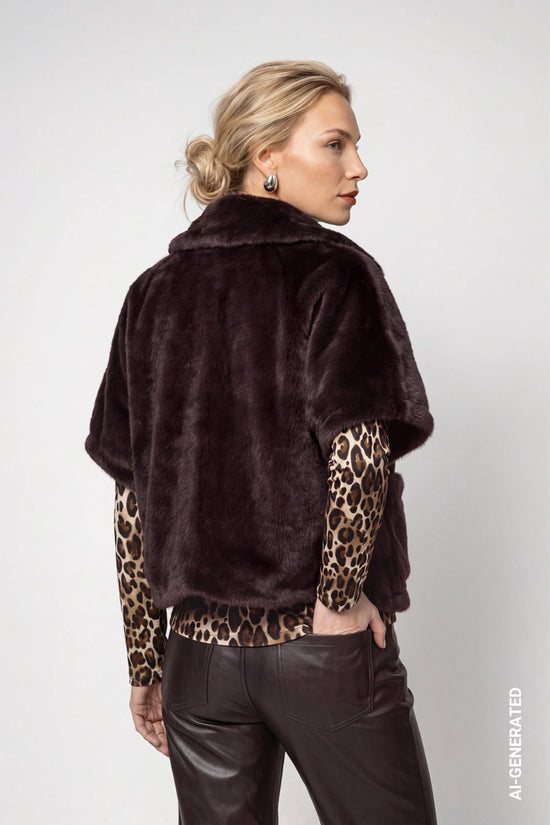 Monari Coffee Reversible Faux Fur Jacket