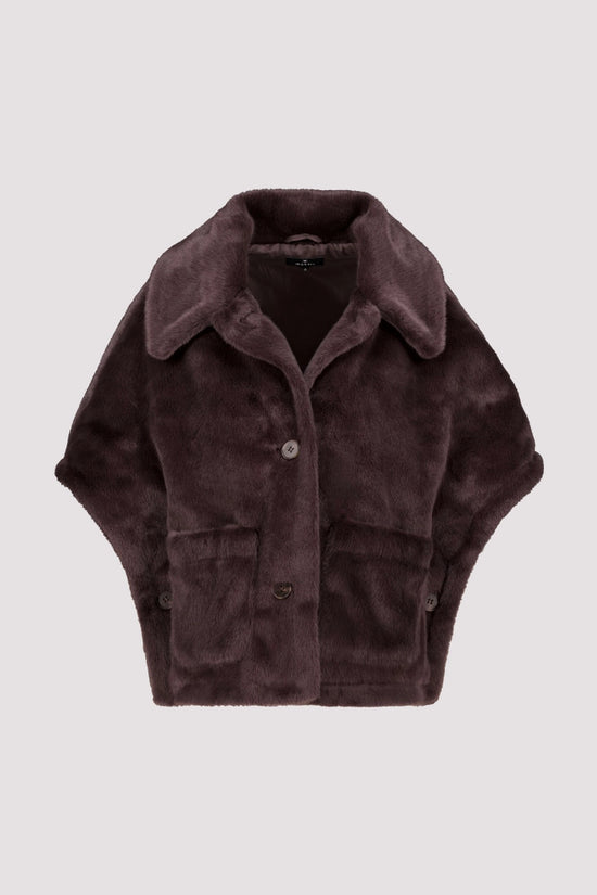 Monari Coffee Reversible Faux Fur Jacket