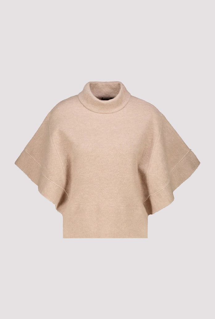 Monari Cappuccino Knitted Sweater with Short Batwing Sleeves