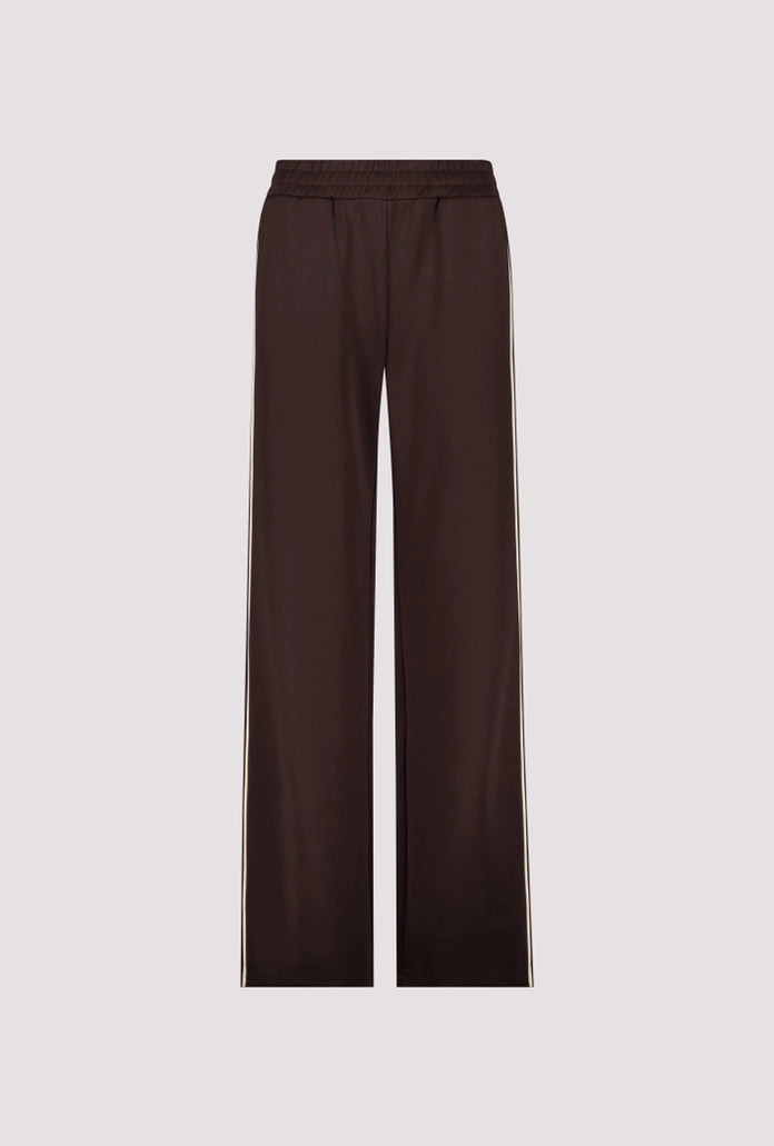 Monari Coffee Palazzo Trousers with Side Stripes