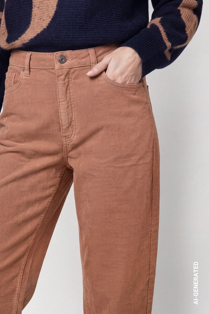 Monari Brown Barrel Cord Trousers