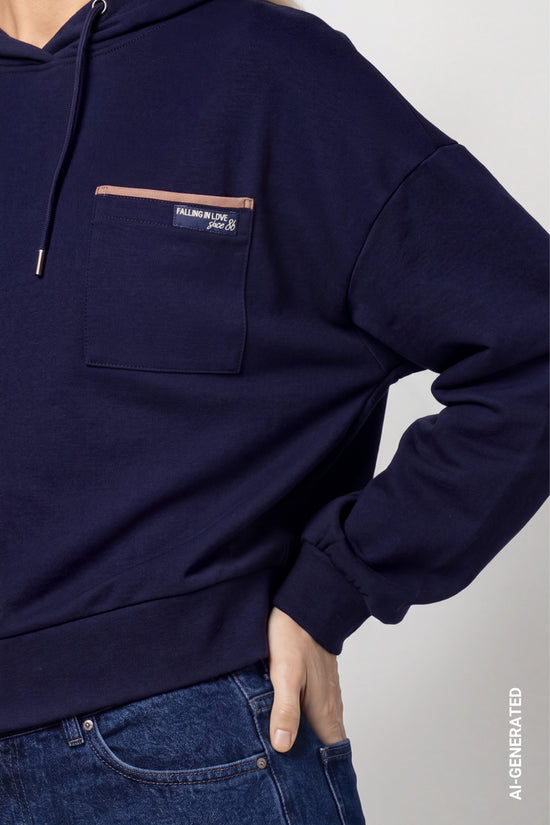 Monari Dark Blue Sweatshirt with Mini Patch