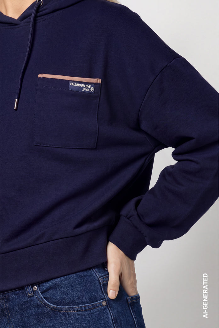 Monari Dark Blue Sweatshirt with Mini Patch