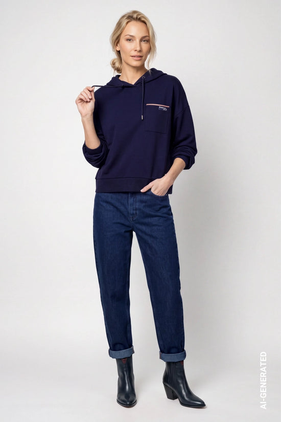 Monari Dark Blue Sweatshirt with Mini Patch