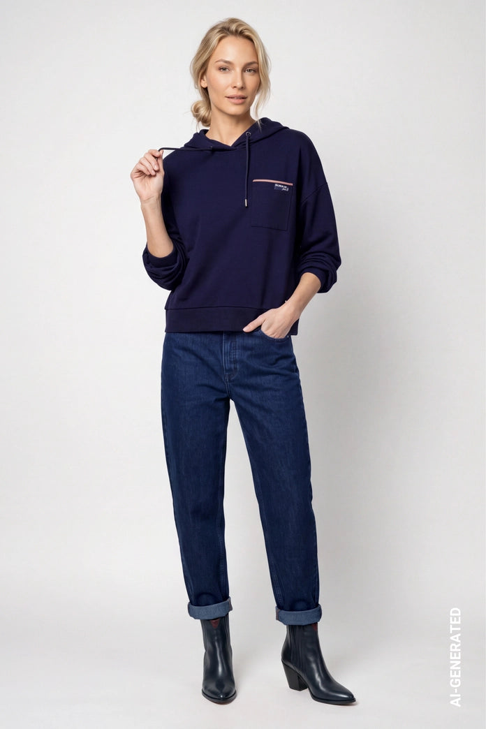 Monari Dark Blue Sweatshirt with Mini Patch