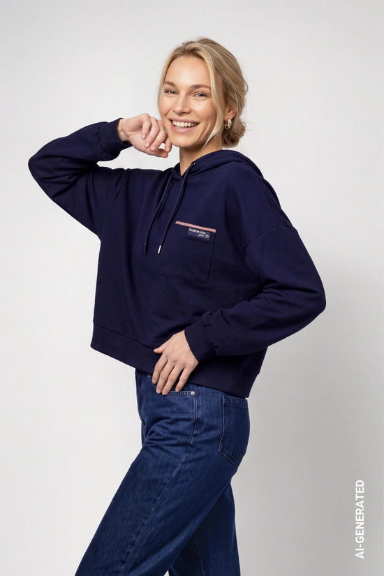 Monari Dark Blue Sweatshirt with Mini Patch