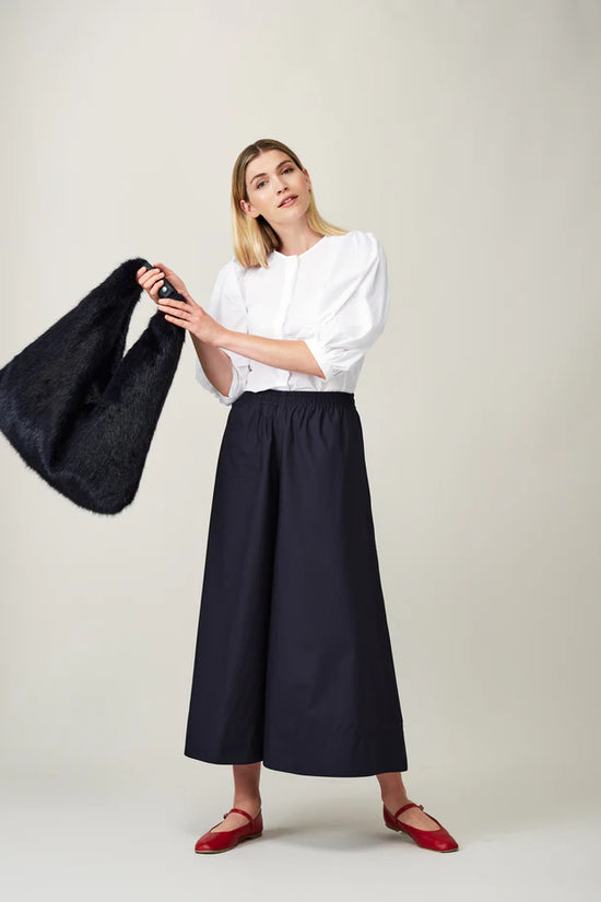 Helen Moore Navy Oversize Faux Fur Triangle bag