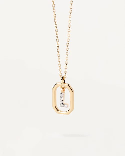 PDPaola Mini gold Letter L necklace CO02-523
