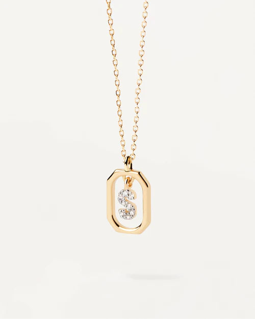 PDPaola Mini gold S letter necklace CO02-530