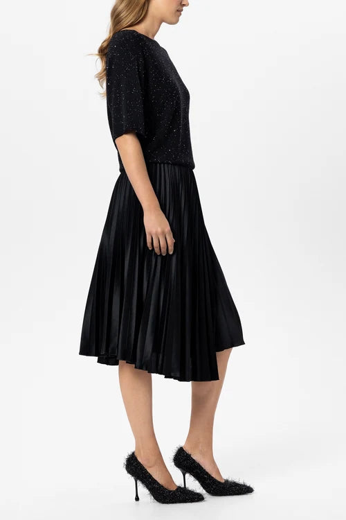 Luisa Cerano Black Short-Sleeved Sequin Sweater