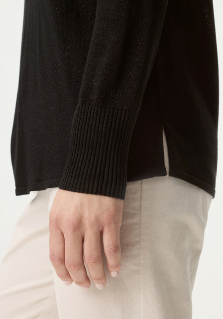 Olsen Black Sparkle Boatneck Top with Rhinestone Detailing 11004789